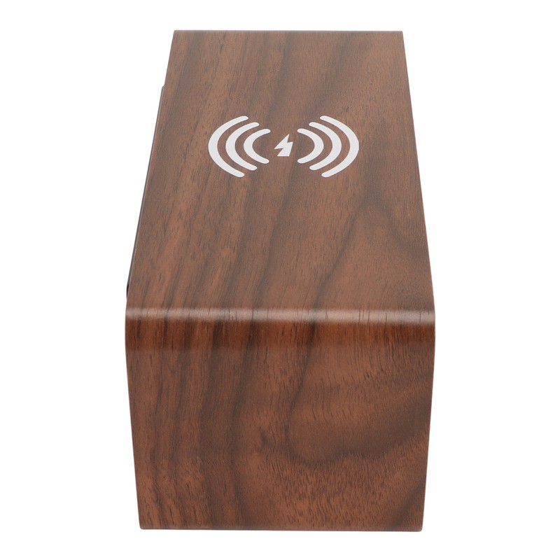 Wooden Digital Alarm Clock Yellow LED Display Adjustable Dimmer Weekday