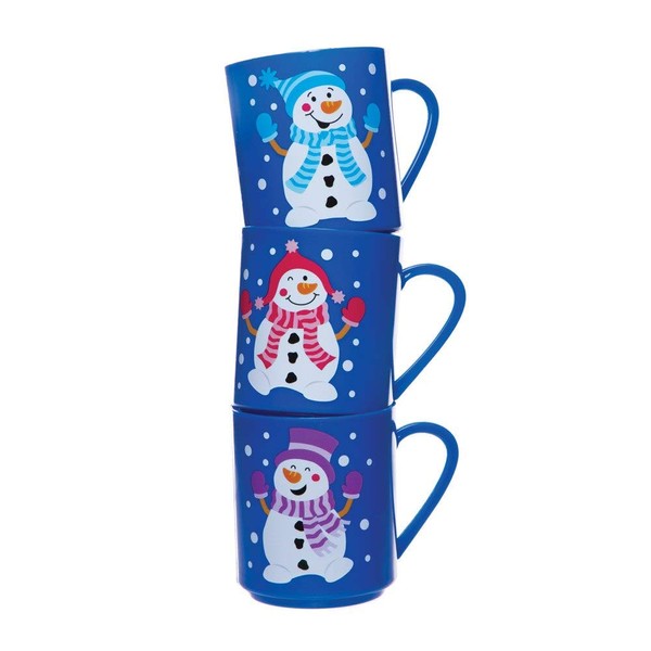 Baker Ross AT257 Jolly Snowman Mugs, Christmas Arts and Crafts (Pack of 4), Assorted, 4 Count (Pack of 1), 0.25 liters