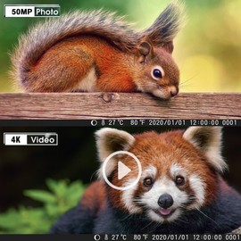 RecorCam Wildlife Camera 50MP 4K, Wildlife Camera with Night Vision, Motion Sensor, Wide Angle 120°, 850nm IR LEDs, Night Vision up to 25 m, Hunting Camera with 32GB SD, Waterproof IP65 (HC883A)