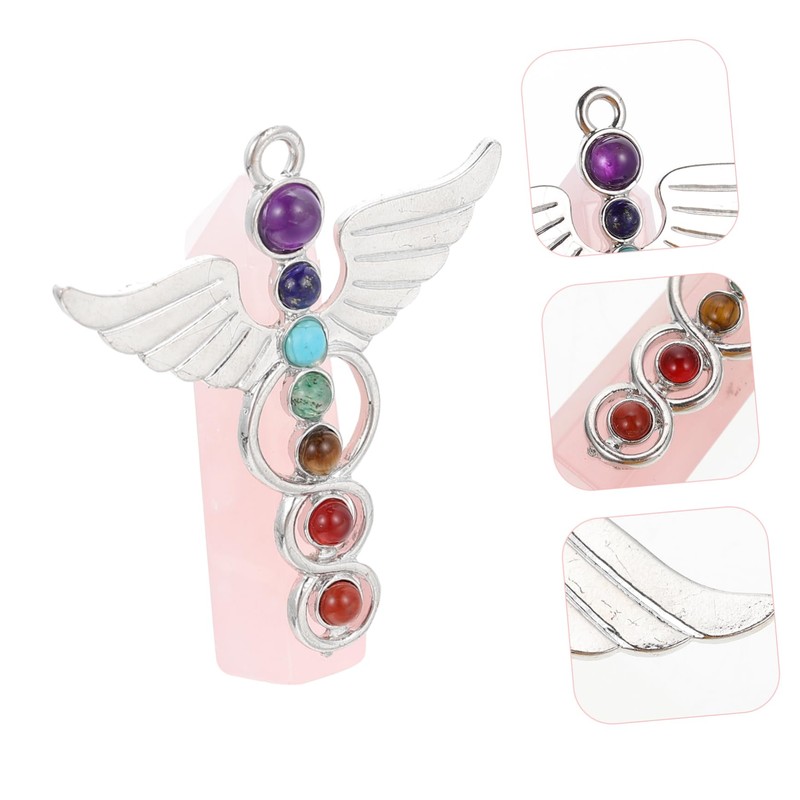 Gatuida Delicate Angel Hexagonal Column Crystal Stone Pendant Ornament for