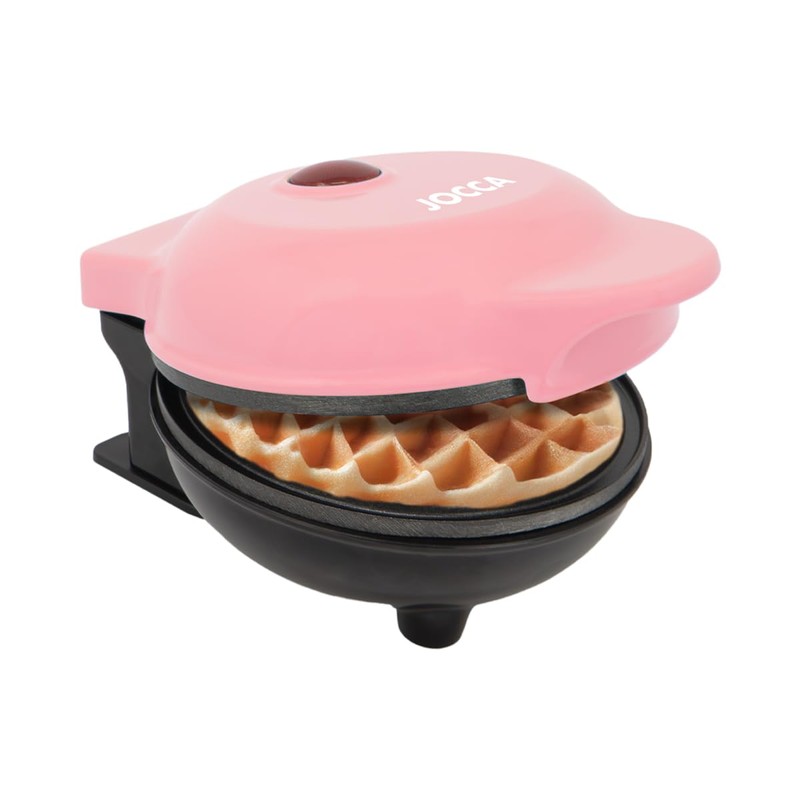 Jocca - Round Waffle Iron in Pink, 500 W, Non-Stick