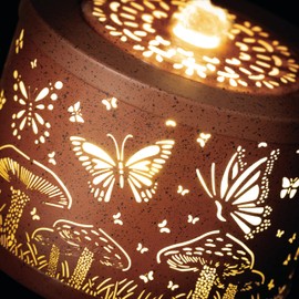 Sullivans Home Décor, Tabletop Fountain, Copper Butterfly & Mushroom Pierced Metal Design, 5.25" Auto Pump LED Indoor Outdoor Table Décor Office Shelf Mantel Decorations, Garden Patio Outdoor Decor