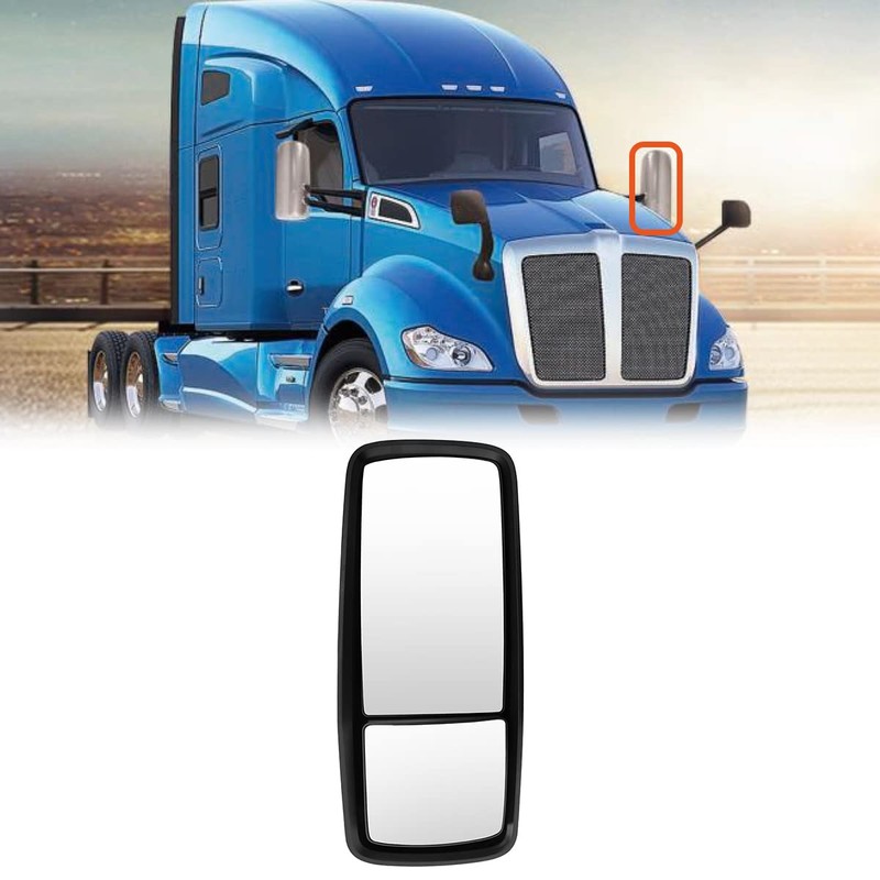 Chrome Door Mirror for Kenworth T680, Defrost Heated Side View