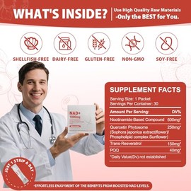 1000mg de Alta Potencia Líquido, Nicotinamida Ribósido y Resveratrol con PQQ, Aumenta la Energía Celular, Concentración y Envejecimiento Saludable - 3