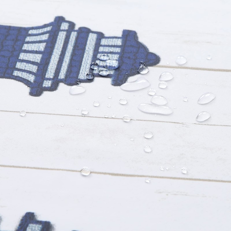 Lighthouse Shower Curtain,Blue Gray and White Coastal Nautical Shower Curtains