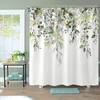 kampdream Green Eucalyptus Plant Shower Curtain, Watercolor Leaves On The