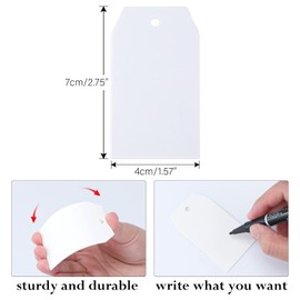 G2PLUS Price Tags, 100PCS White Paper Gift Tags with String, 2.8x1.6 in Blank Paper Hanging Label Tag, Rectangle Present Name Tag for Christmas, Gift Wrapping, DIY Arts & Crafts, Garage Sales