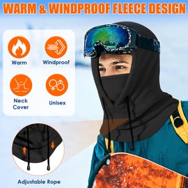 Finvizo Winter Balaclava Ski Mask: Hood Hats Fleece Balaclava Face Mask Men Women Warm Face Cover for Cold Weather Gear, KleinBlue