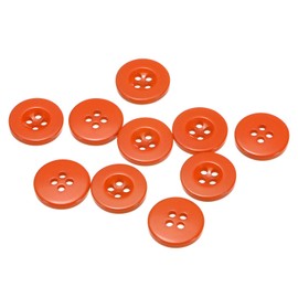 HARFINGTON 10pcs 28L Sewing Buttons 11/16"(18mm) Resin Round Flat 4-Hole Craft Replacement Buttons for Sewing Shirt Clothing and DIY, Orange