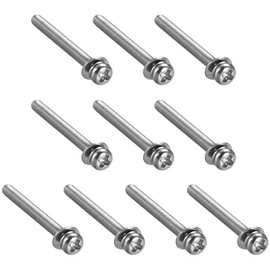 TA-VIGOR 10pcs M3 x 35mm Phillips Pan Head Machine Screws Bolts with Spring and Plain Washers, 304 Stainless Steel Phillips Machine Screw for Heavy-duty Fastening
