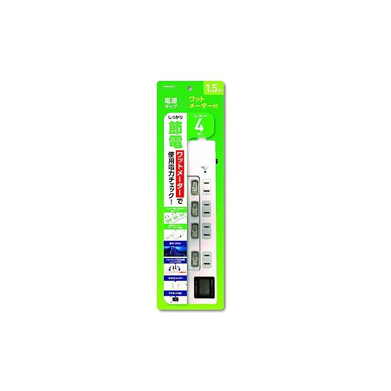 HIDISC HDTAC4WMWH 4-Outlet Power Strip with Watt Meter