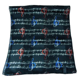 Women's Music Design Scarf with G Clef and Staff (Black)