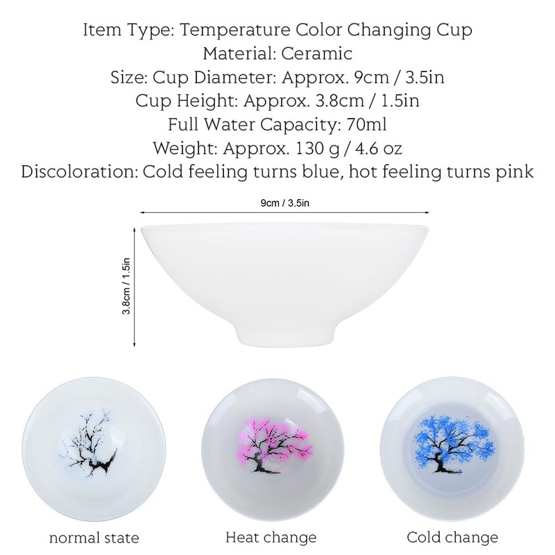 Glomora Cold&Hot Temperature Two-way Color Changing Sakura Sake Cup, Japanese