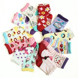 Haimoburg 12 Pairs of Non-Slip Breathable Cotton Socks for Children from 1 to 5 Years, Socks for Boys and Girls, Colour 2
