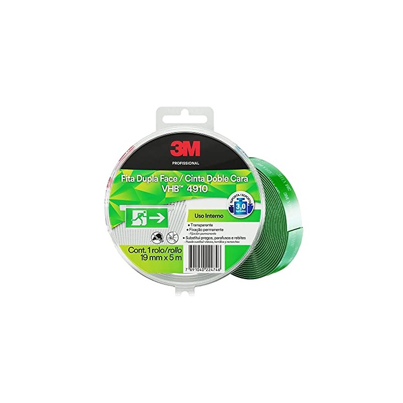 VHB, 3M, cinta de doble cara, 4910, transparente, 19 mm