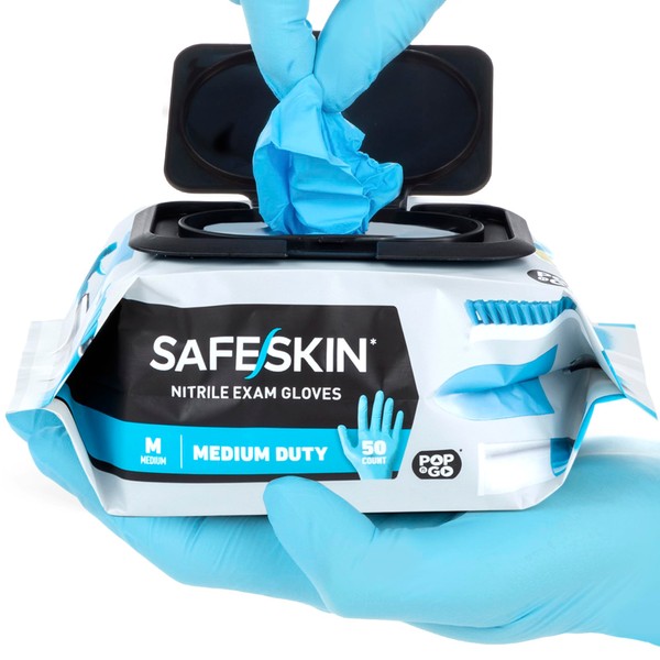 SAFESKIN SAFESKIN Nitrile Disposable Gloves in Pack of 50, Medium