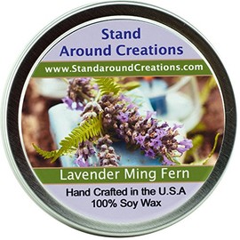 100% Soy Wax Candle 6 oz.Tin - Lavender Ming Fern- Ming Fern w/Blue Lavender, Italian Mandarin, Ginger, Patchouli, Oak Moss, Aloe Vera, Kaffir Lime w/Lemon Leaf