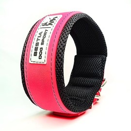 Bestia Dog Sport Neon Pink Ultra heavy duty Dog Collar. Padded. Waterproof