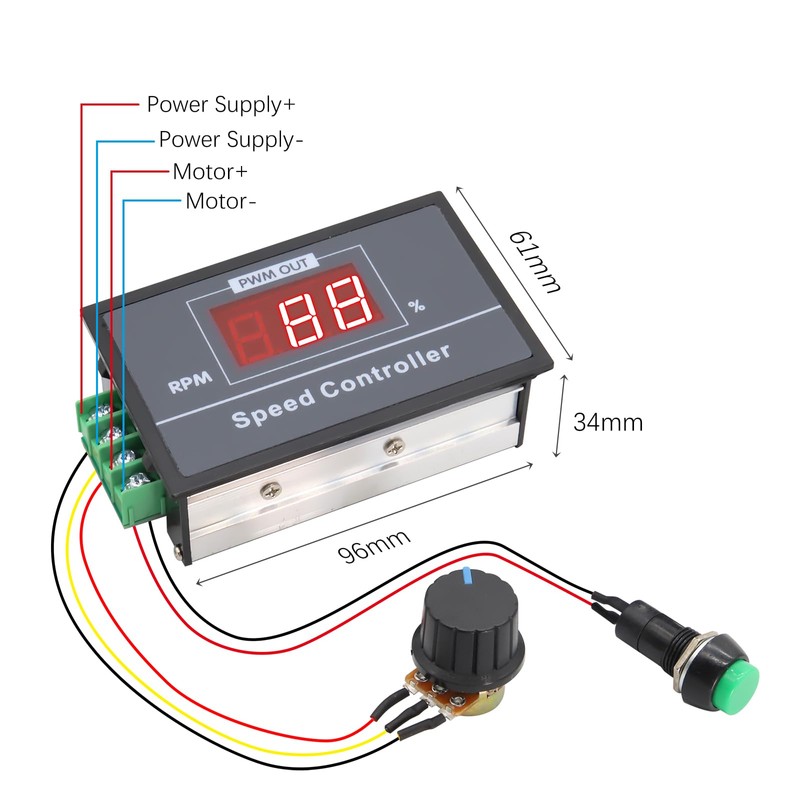 Digital display PWM DC motor speed controller Binghe 6V12V24V48V Stepless