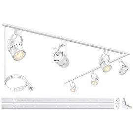 Bravsekai White Dmmable LED Track Lighting Heads Kit 4000K Natural White, Energy-Saving PAR20 Track Lights with 6.56FT H Type Track Rails 20W Ceiling Spotlight Fixtures Include 6Pcs LED Bulbs for Shop
