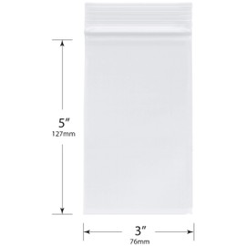 Plymor Zipper Reclosable Plastic Bags, 2 Mil, 3" x 5" (Case of 8000)