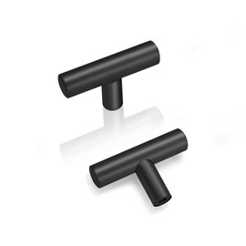 PinLin 15 Pack Cabinet Door Knobs, Flat Black Drawer Knobs, Stainless Steel Cabinet Pulls, T-Bar Knobs for Bedroom and Bathroom