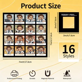 Office Mood Magnet for Fridge, Funny Refrigerator Magnet with 16 Cartoon Emotions, Mood Tracker Magnet for Adults, Office Desk Decor, Coworker Gift