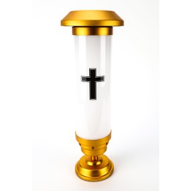 OURMEMO Solar Cross for Cemetery Grave,Solar Lighted Cross Garden Stake Outdoor Lights, for Loss of Loved One,White(Jesus Cross)