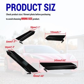 BILLFARO Front Bumper Side Canards,ABS Plastic Front Splitter Fin Body Side Spoiler Wing Crash Corner Protection Accessories for C8 Corvette Stingray Convertible/HTC Z51 2020+