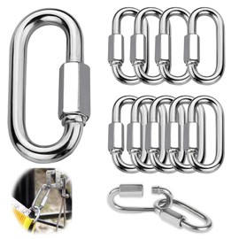 Kettenglied Kettenverbinder, 12 Stück M6 Kettenglied Ketten Verbinder, Edelstahl Schraubverbinder, Kettenglieder Schäkel, Ketten Schnellverschluss für Outdoor, Innenbereich, Camping und Wandern