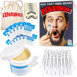 Kit de cera nasal KENASHII 100 g de cera, 24 aplicadores El kit original y mejor de Kenashii para eliminar el vello de la nariz y las orejas Depilación con cera nasal para hombres y mujeres Incluye toallitas con bálsamo, protectores para el bigote y bolsa