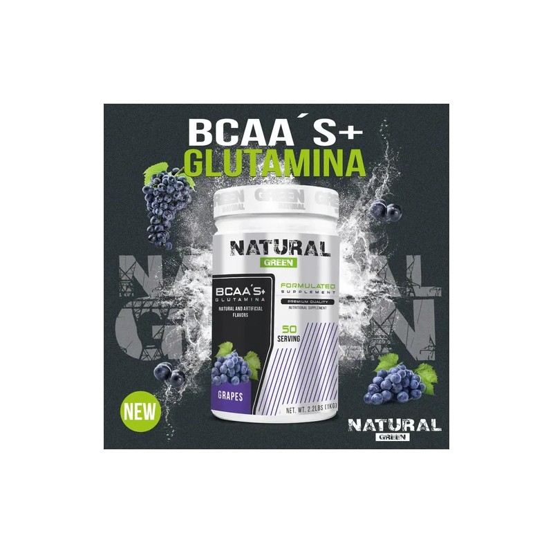 Aminoácidos Bcaas + Glutamina Green 1kg Sabores