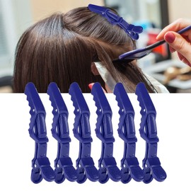 Salmue 6pcs Pinza de Pelo de cocodrilo, peluquería seccionamiento Abrazadera Antideslizante único Diente peluquería sección de Pelo Garras broches para el Peluquero del salón peluquería Estilo(Azul)