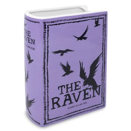 Steel Mill & Co Original Large Book-Shaped Decorative Vase, Ceramic Vases for Home Decor, Cute Bookshelf Decor, Unique Vase for Book Lovers, The Raven - Purple