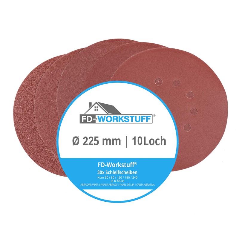 Professional-Sanding-Discs │ 30 pieces │ 10-holes │ Ø 225 mm