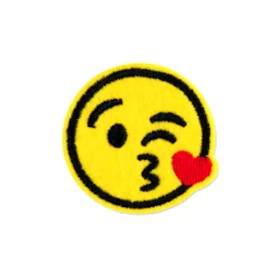 Unbranded EMOJI - YELLOW FACE - BLOWING A KISS - Embroidered - Iron-On Patch