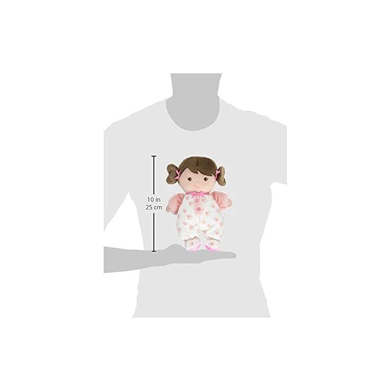Baby Starters Plush Baby Doll with Rattle, Brunette Olivia, Pink,