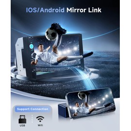 Orderich Double Din Car Radio with Bluetooth iOS/Android Mirror Link, 7 Inch Touch Screen Car Stereo 2 Din with Backup Camera Bluetooth Hands-Free FM Radio USB EQ AUX TF Steering Wheel Control