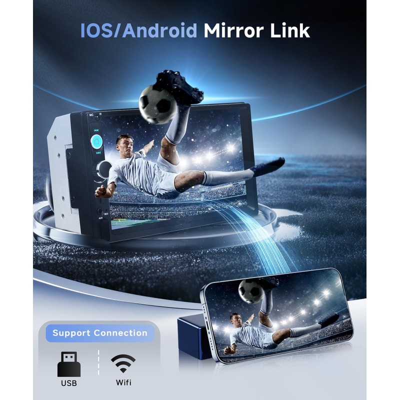 Orderich Double Din Car Radio with Bluetooth iOS/Android Mirror Link,