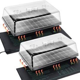 SOLIGT 2 Set 60-Cell Seed Starter Kit - Strong Seed Trays with Humidity Domes, Cell Trays and Seedling Heat Mats - Cloning, Propagation and Germination Station