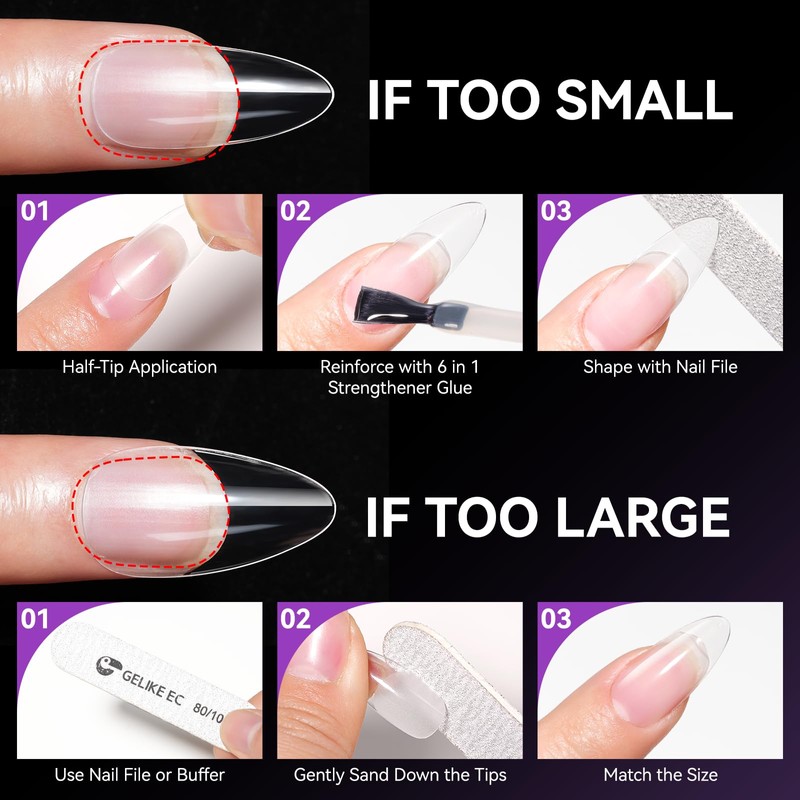 Gelike EC Extra Short Soft Gel Nail Tips Kit for