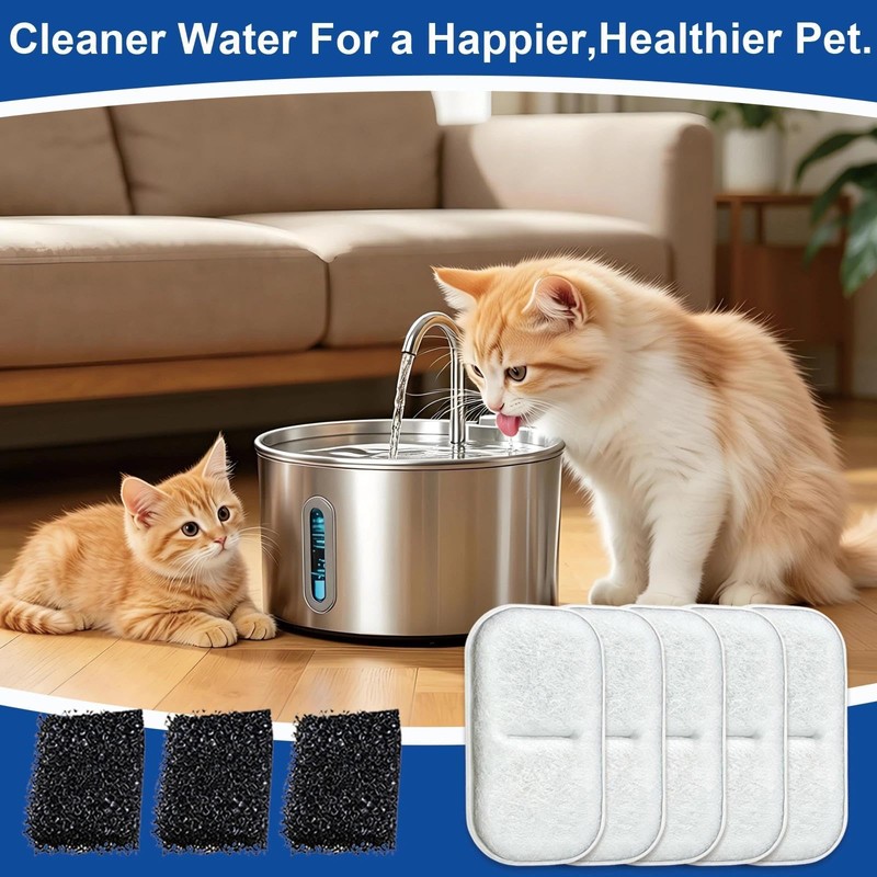 20 Pcs Cat Water Fountain Filter Compatible with 3.2L &