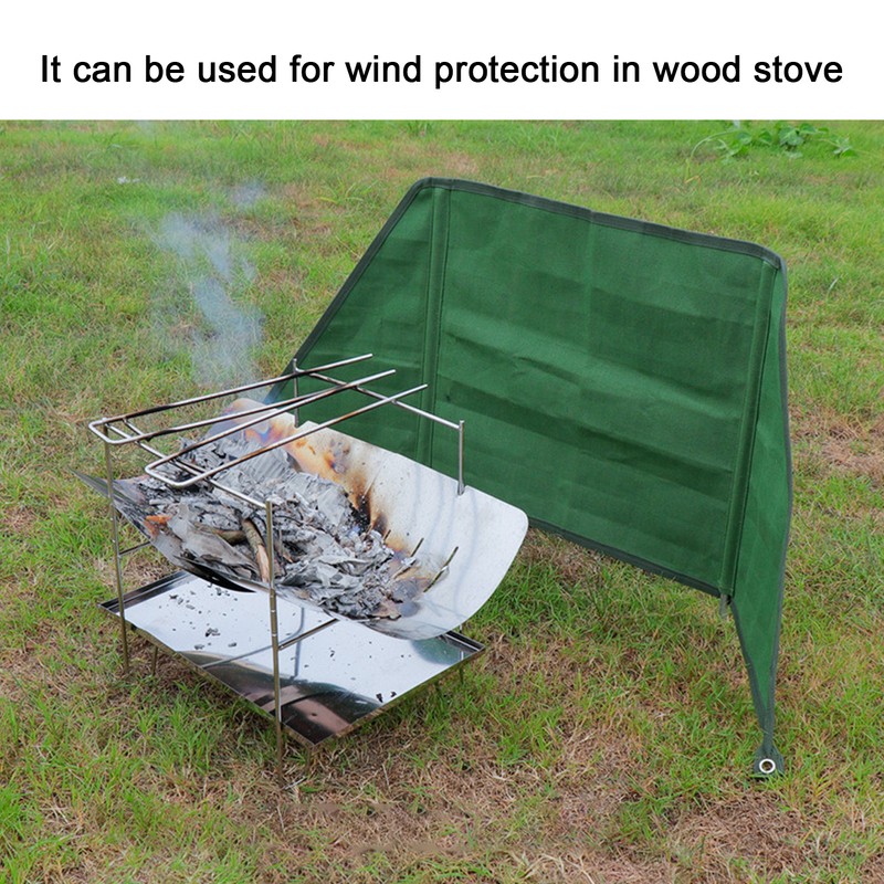 Camping Windbreak Green Stove Outdoor Foldable Windscreen for Garden Grill