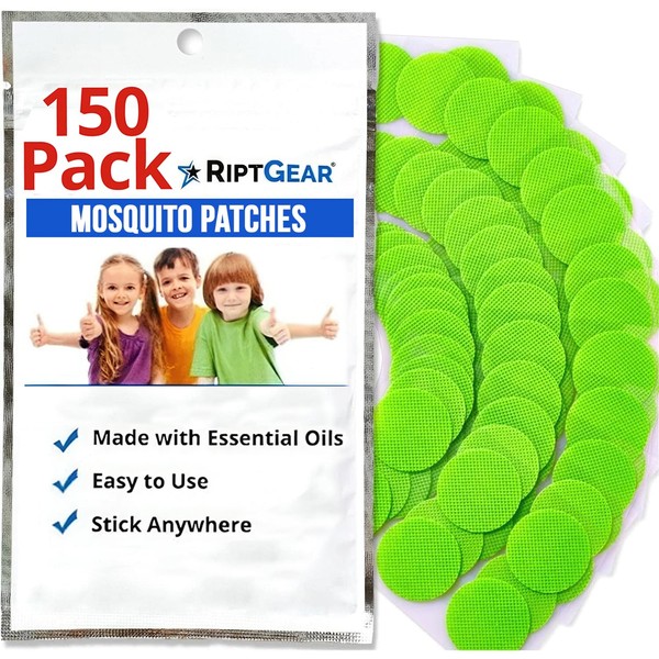 RiptGear Mosquito Patches - 150 Pack of Mosquito Stickers for Kids and Adults, Natural Mosquito Sticker, Citronella Patch Sticks to Any Surface - DEET Free