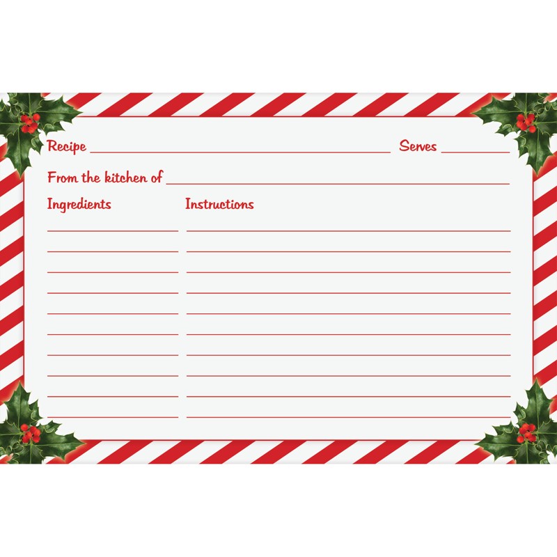 Christmas Recipe Cards Set of 50 - Double-Sided 4x6 Premium