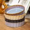 Set Of 4 Reactive Glaze Round Oven Dishes Ceramic Dark