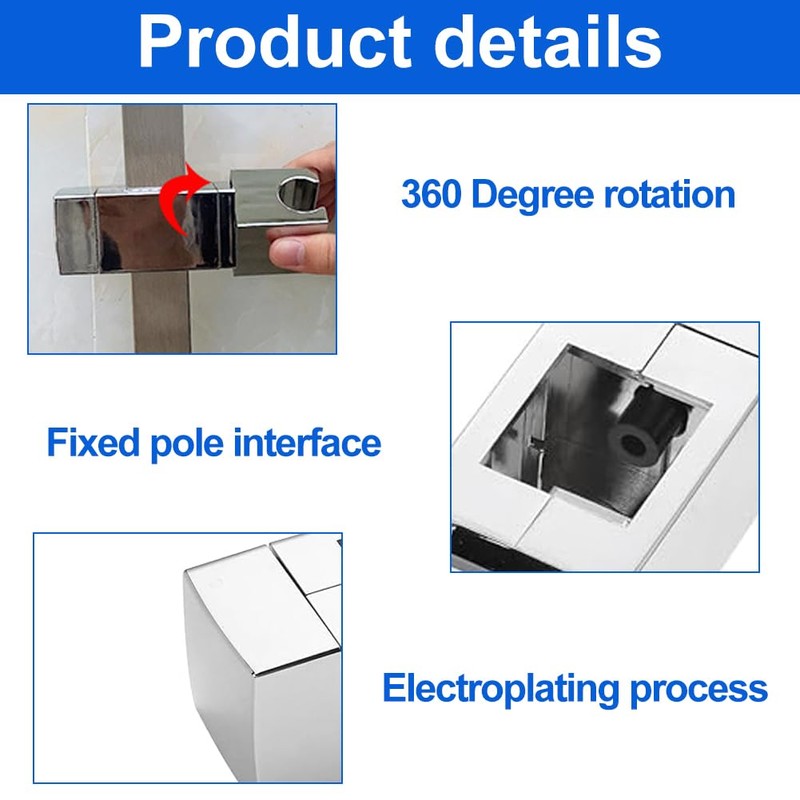 Adjustable Shower Bracket, Shower Head Holders, No Drilling Slip-On Design