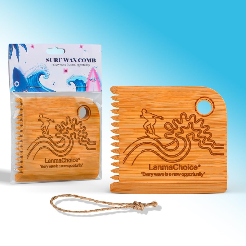 Lanmachoice Surf Wax Comb - Bamboo Surfboard Wax Scraper and