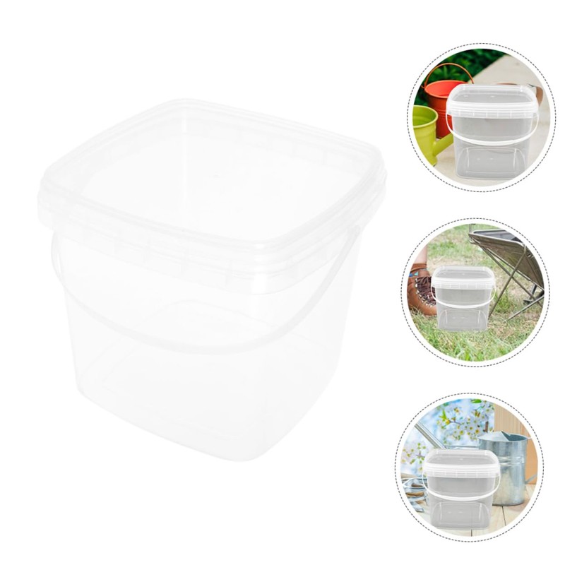 Levemolo Plastic Square Bucket Food Storage Container Handle Food Grade