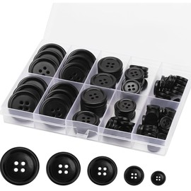 100-Pack Black Resin Buttons, 20mm, 4-Hole Design, Durable and Versatile for Sewing and Crafts